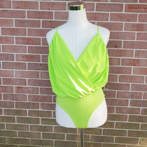 V- Neck Bodysuit Green Size S